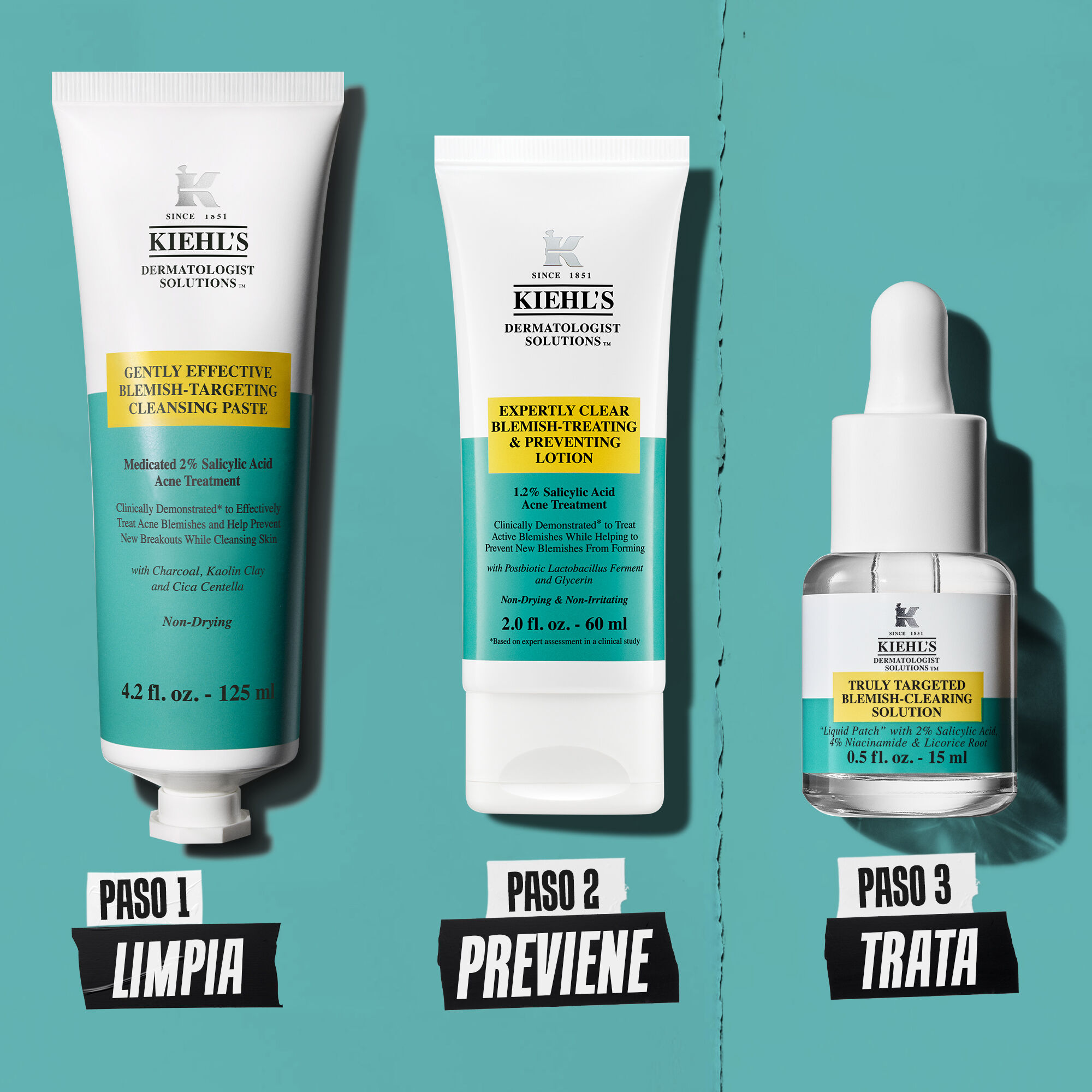 Rutina para imperfecciones: Paso 1 Limpiar, Paso 2 Prevenir, Paso 3 Tratar Especificamente