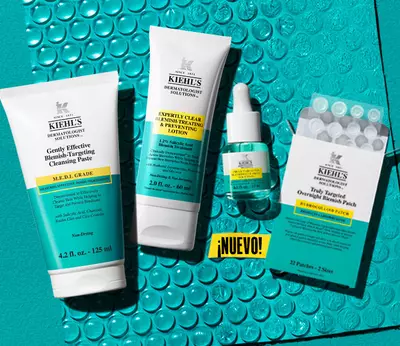 Linea anti imperfecciones de Kiehl's con limpiador, tratamiento y parches