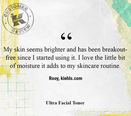Mi piel parece mas luminosa y sin brotes desde que empece a usarlo. Me encanta la pequena hidratacion que anade a mi rutina de cuidado de la piel. -Rooy, kiehls.com