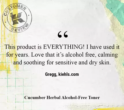 Este producto es TODO. Lo he utilizado durante anos. Me encanta que no contenga alcohol y que sea calmante y tranquilizante para las pieles sensibles y secas. —Gregg, kiehls.com